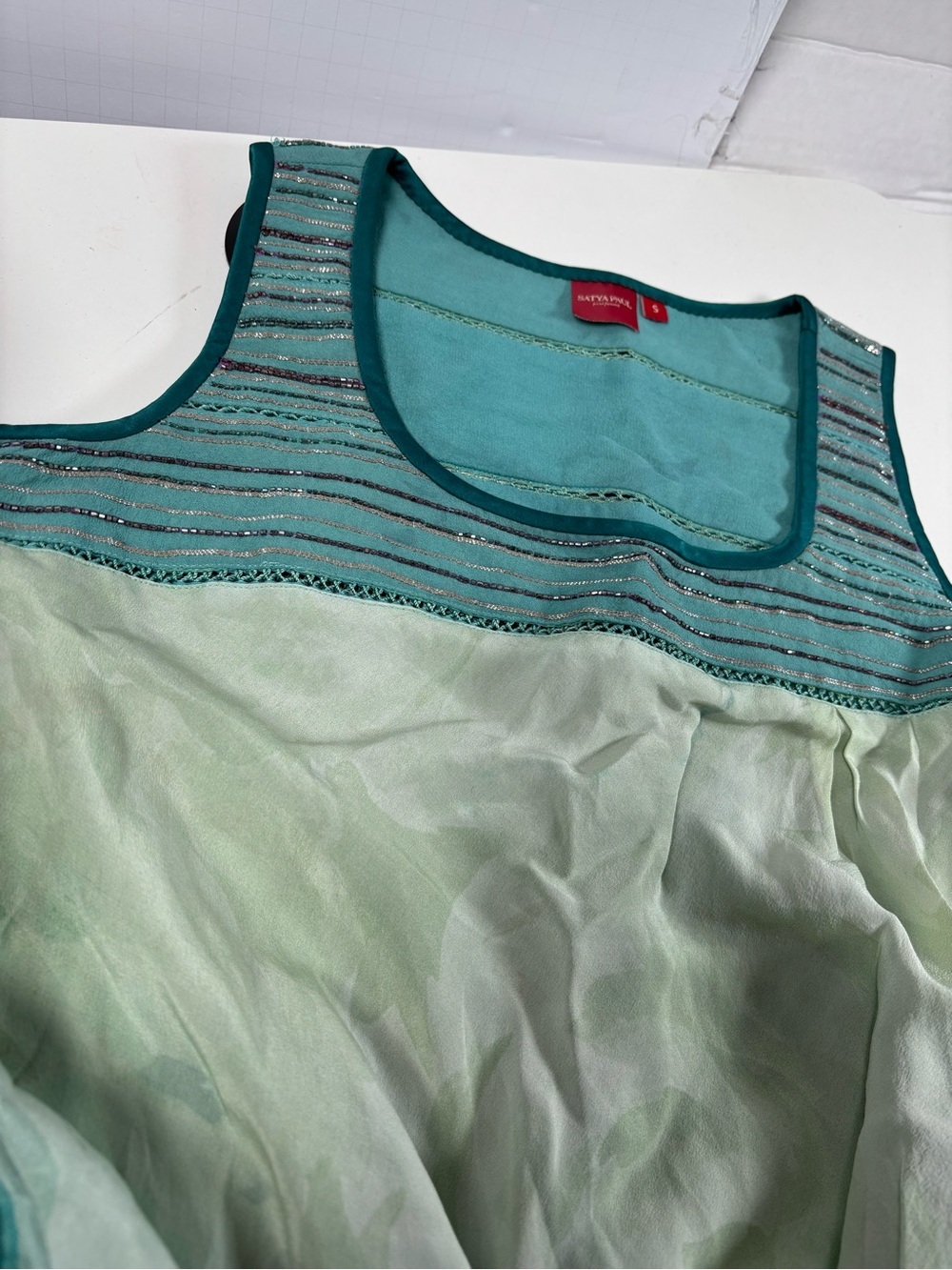 Satya Paul Silk Asymmetrical Floral Tunic Top S - Picture 5 of 6